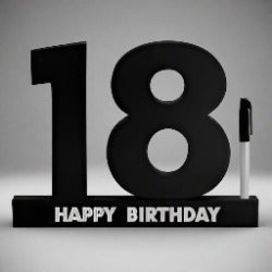 18th Sign it Block Black - Yakedas Party and Giftware