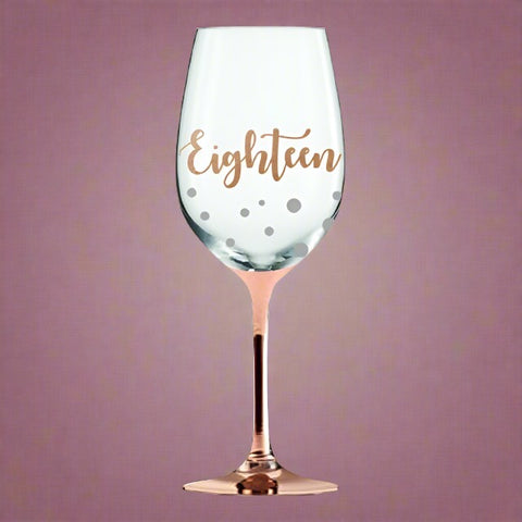 18th Rose Gold Steam Wine Glass - Yakedas Party and Giftware