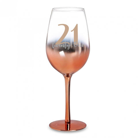 21 ROSE GOLD OMBRE WINE GLASS 430ML - Yakedas Party and Giftware