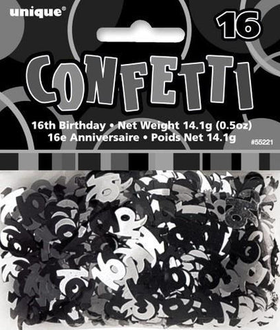Glitz Black & Silver 16 Confetti - Yakedas Party and Giftware