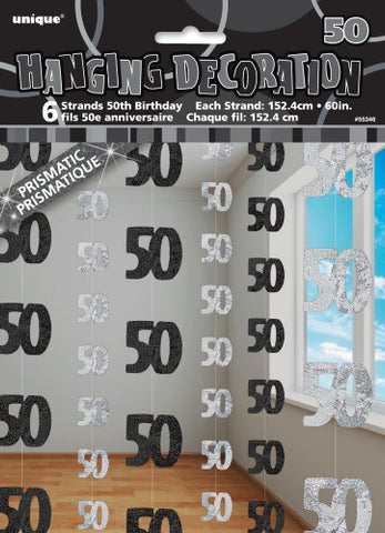 Glitz Black & Silver Hanging Swirl Decoration -50 - Yakedas Party and Giftware