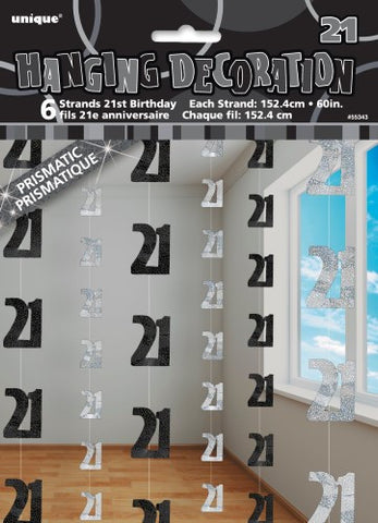 Glitz Black & Silver Hanging Swirl Decoration - 21 - Yakedas Party and Giftware