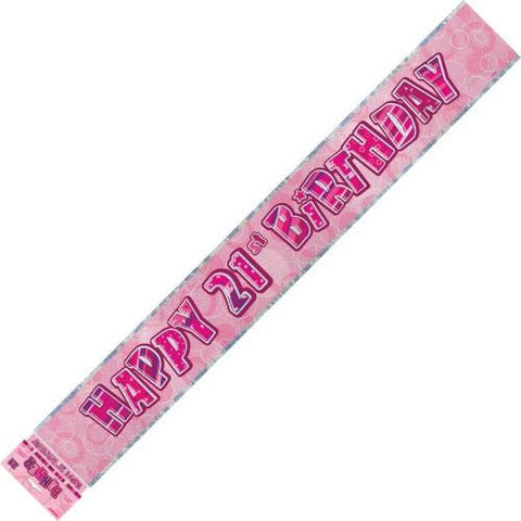 Glitz Pink 21st Birthday Foil Banner - Yakedas Party and Giftware