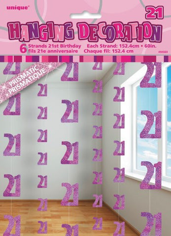 Glitz Pink Hanging Swirl Decoration - 21 - Yakedas Party and Giftware