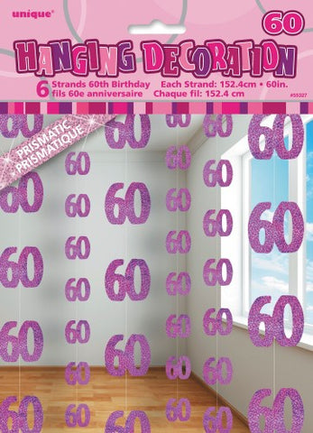 Glitz Pink Hanging Swirl Decoration - 60 - Yakedas Party and Giftware