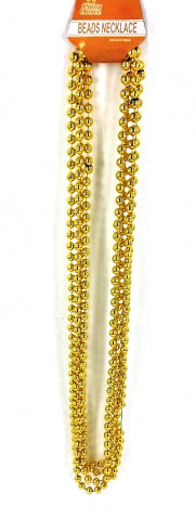 Beads Long Necklace (4pcs) 8mm*83cm Gold - Yakedas Party and Giftware