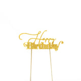 GOLD METAL CAKE TOPPER - HAPPY BIRTHDAY