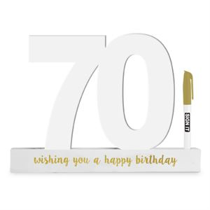 70th Sign it Block White - Yakedas Party and Giftware