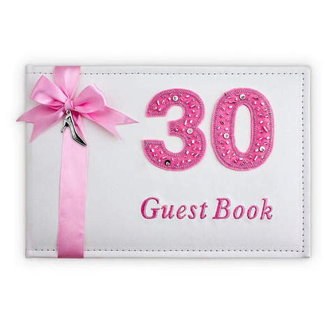 Pink & White 30th Birthday Guest Book - Yakedas Party and Giftware