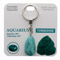 Keyring Original gemstone - Aquarius born 20th Jan to 19th Feb