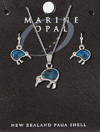 Kiwi necklace and earrings - Marine Opal