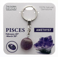 Pisces Keyring natural Gemstone - born between Feb 20th to Mar 20th