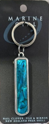 Paua Shell - Key ring with nail clipper & filer