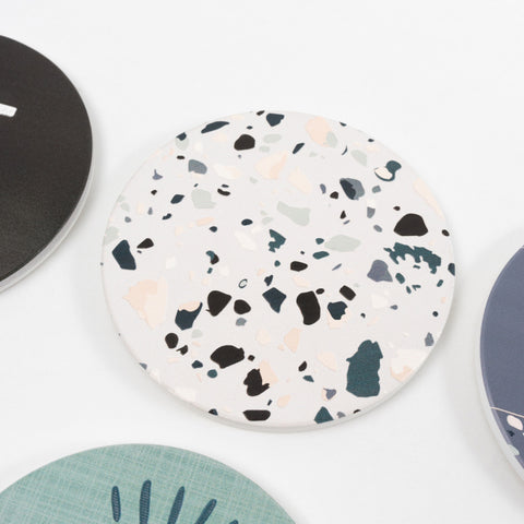 Father's Day Grey Terrazzo Coaster