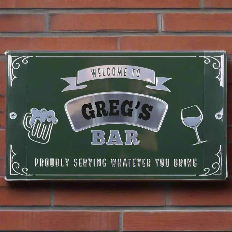Greg Sign Bar sign with name- Greg's – Yakedas Party and Giftware