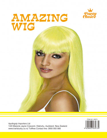 Long Straight Wig - Yellow - Yakedas Party and Giftware