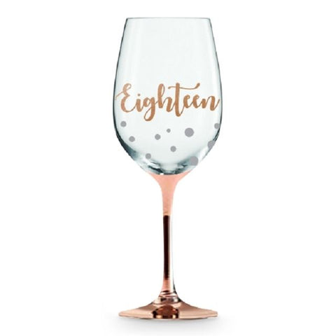 18th Rose Gold Steam Wine Glass - Yakedas Party and Giftware