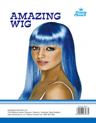 Long Straight Wig - Blue - Yakedas Party and Giftware