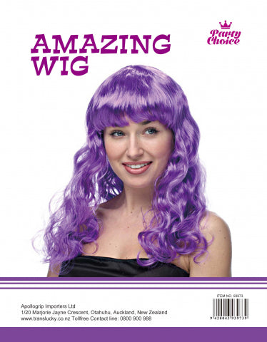 Long Curly Wig- Purple - Yakedas Party and Giftware