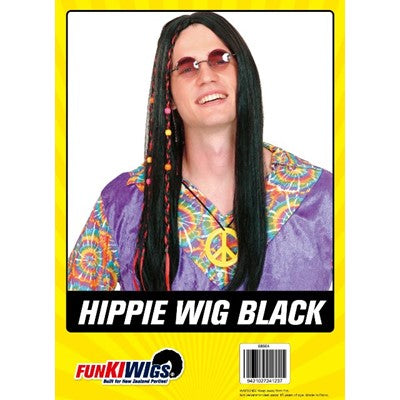 Hippie Wig (Black) - Yakedas Party and Giftware