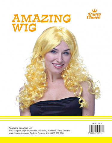 Long Curly Wig- Yellow - Yakedas Party and Giftware