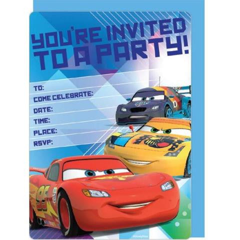 Disney Car Party Invitation Cards - Yakedas Party and Giftware