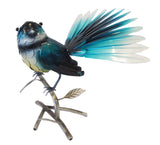 Fantail (Blue) on Branch – Metal Free Standing - Yakedas Party and Giftware