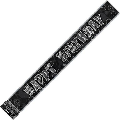 Glitz Black Happy Birthday Foil Banner - Yakedas Party and Giftware