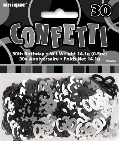 Glitz Black & Silver 30 Confetti - Yakedas Party and Giftware