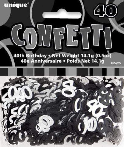 Glitz Black & Silver 40 Confetti - Yakedas Party and Giftware
