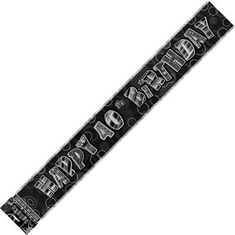 Glitz Black & Silver 40th Birthday Foil Banner - Yakedas Party and Giftware