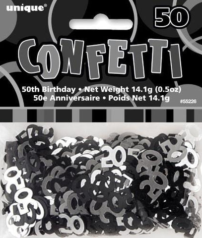Glitz Black & Silver 50 Confetti - Yakedas Party and Giftware