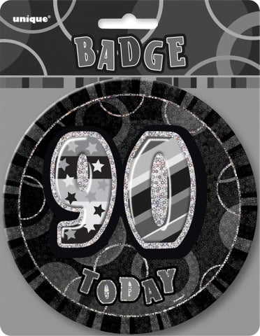 Glitz Black & Silver Birthday Badge - 90 - Yakedas Party and Giftware