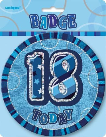 Glitz Blue Birthday Badge - 18 - Yakedas Party and Giftware