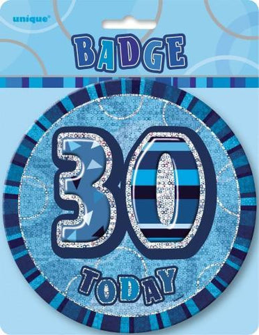 Glitz Blue Birthday Badge - 30 - Yakedas Party and Giftware