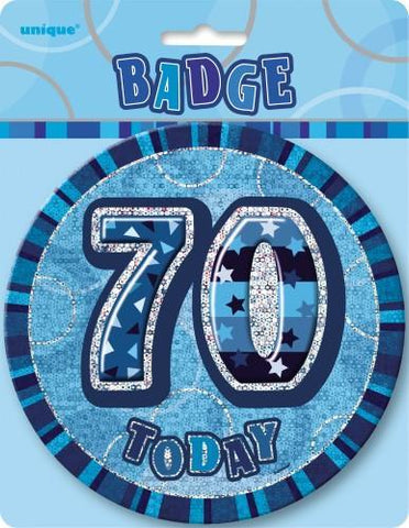 Glitz Blue Birthday Badge - 70 - Yakedas Party and Giftware