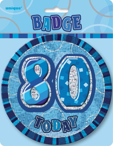 Glitz Blue Birthday Badge - 80 - Yakedas Party and Giftware