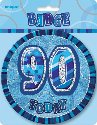 Glitz Blue Birthday Badge - 90 - Yakedas Party and Giftware