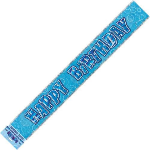 Glitz Blue Happy Birthday Foil Banner - Yakedas Party and Giftware
