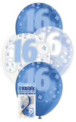 Glitz Blue Latex Balloons - 16 - Yakedas Party and Giftware