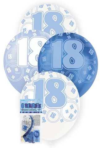 Glitz Blue Latex Balloons - 18 - Yakedas Party and Giftware