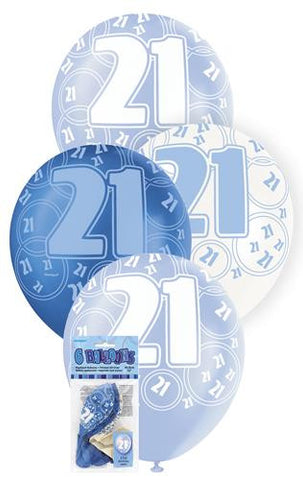 Glitz Blue Latex Balloons - 21 - Yakedas Party and Giftware