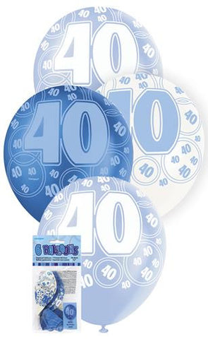 Glitz Blue Latex Balloons - 40 - Yakedas Party and Giftware