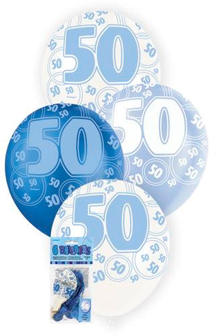 Glitz Blue Latex Balloons - 50 - Yakedas Party and Giftware