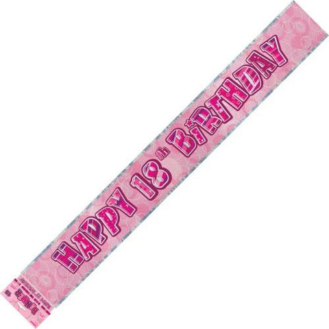 Glitz Pink 18th Birthday Foil Banner - Yakedas Party and Giftware