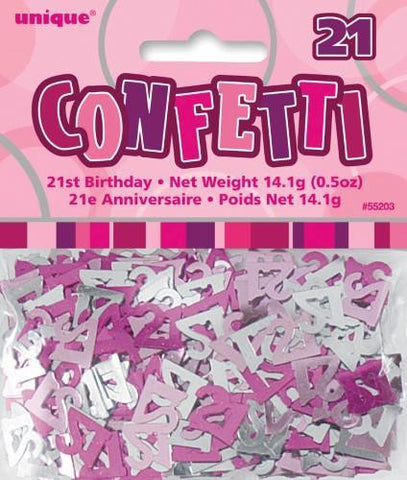 Glitz Pink 21 Confetti - Yakedas Party and Giftware