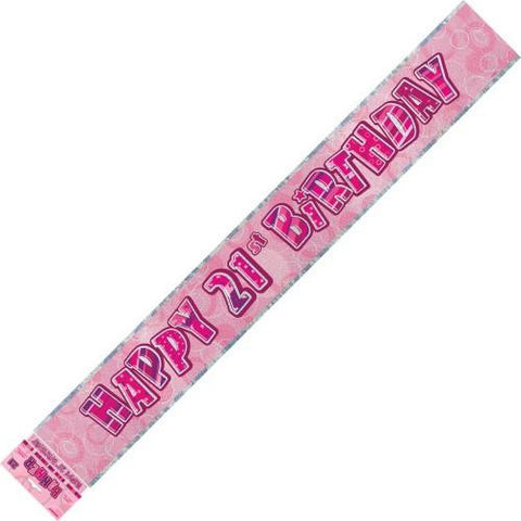 Glitz Pink 21st Birthday Foil Banner - Yakedas Party and Giftware