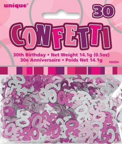 Glitz Pink 30 Confetti - Yakedas Party and Giftware