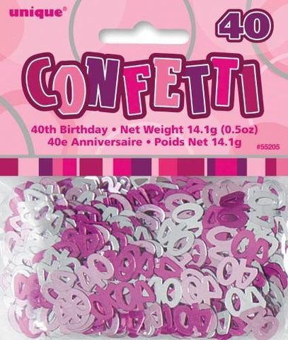 Glitz Pink 40 Confetti - Yakedas Party and Giftware