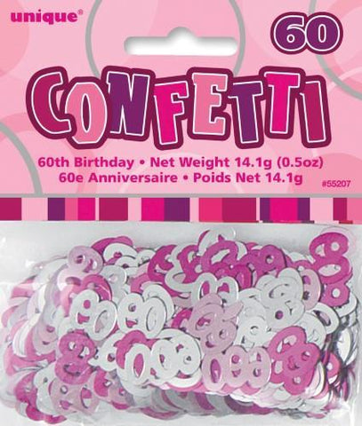 Glitz Pink 60 Confetti - Yakedas Party and Giftware